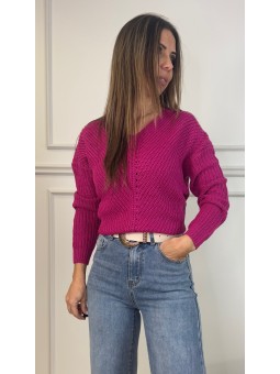 Jersey calado fucsia