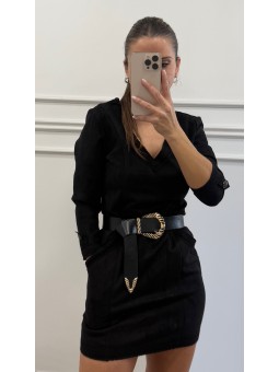 Vestido antelina bolsillos