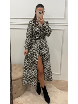 Vestido midi estampado negro