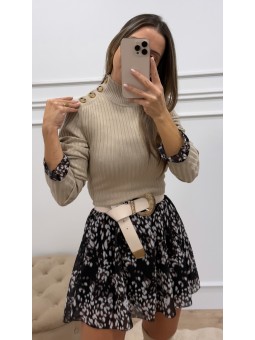 Jersey canalé beige