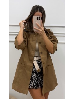 Chaqueta antelina tostada