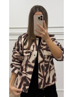 Bomber estampada beige
