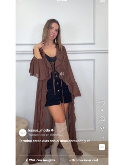 kimono fluido volante marrón