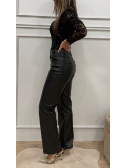 Pantalón flair polipiel negro