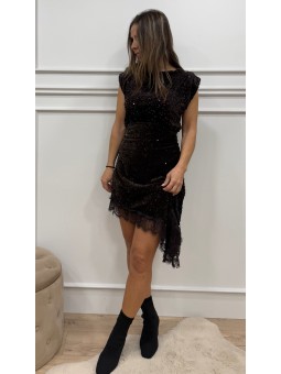 Falda lentejuelas marrón