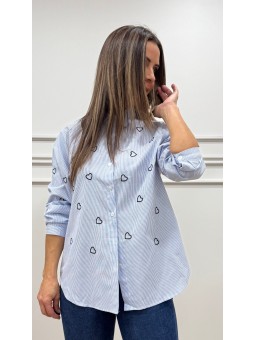 Camisa rayas corazones azul