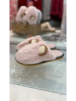 Zapatilla pelo rosa palo