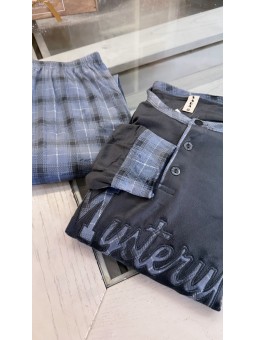 Pijama terciopelo gris