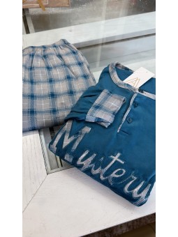 Pijama terciopelo azulón