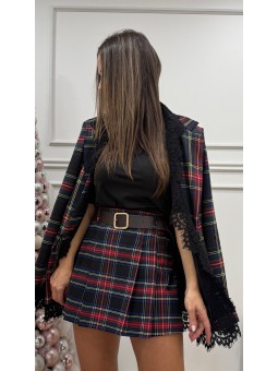 Falda tableada cuadros negra