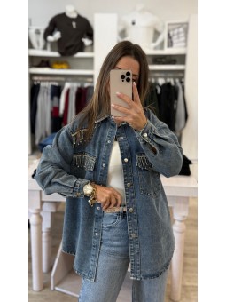 Sobrecamisa denim brillos