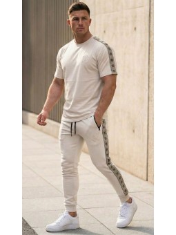 Camiseta tira lateral beige