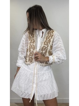Chaleco boho bordados beige