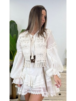 Chaleco boho crochet beige