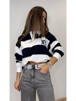 Sudadera polo rayas marino