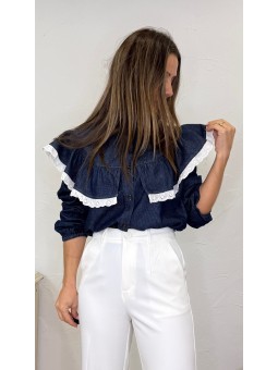 camisa volante denim