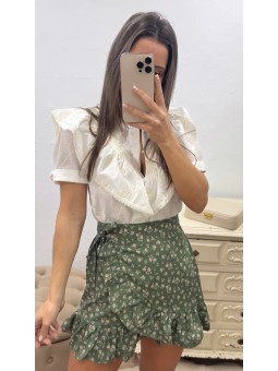 Falda pareo flores verde
