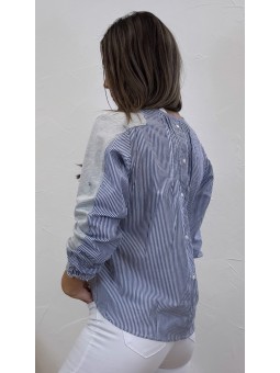 Sudadera combinada rayas gris