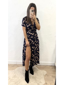 Vestido midi floreado marino