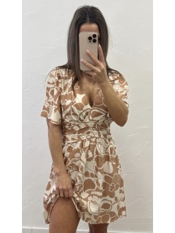 Vestido estampado beige