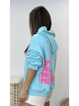 Sudadera capucha letras verde