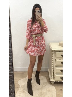 Vestido corto estampado rosa