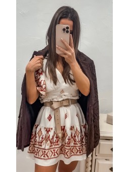 Vestido lino teja
