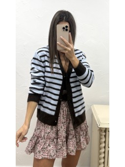 Chaqueta punto rayas azul