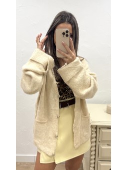 Chaqueta punto botones beige