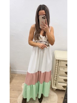 Vestido tricolor blanco