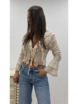 Top encaje beige