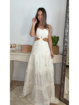Cut out dress beige