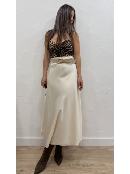 Falda satén beige
