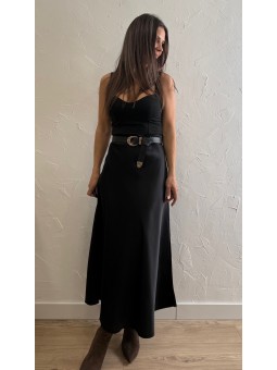 Falda satén negra