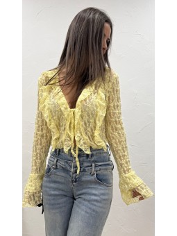 Top encaje negro amarillo