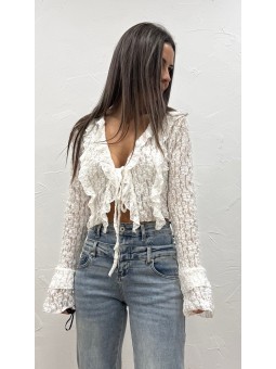 Top encaje negro blanco