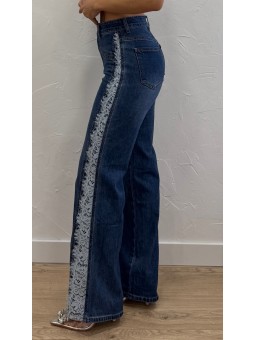 Pantalón denim encaje lateral