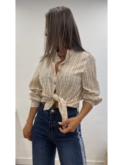 Camisa cuadros beige