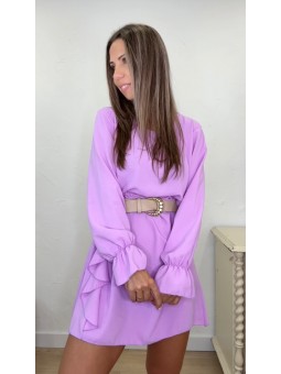 Vestido corto volantes lila