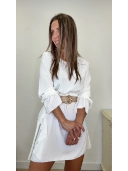 Vestido corto volantes blanco
